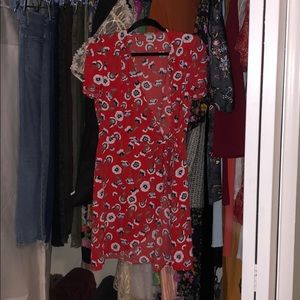 Red wrap dress